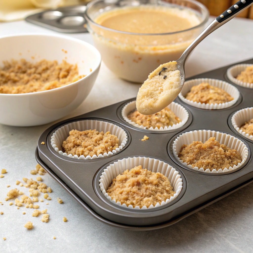 Golden brown coffee cake muffins served on a white plate alongside a cup of coffee.